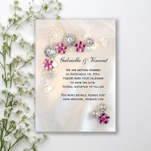 Invitation Boutons Perle de Diamant rose Mariage Enregistrer 