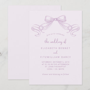 Invitation Bow à croquis romantique   Lilac Mariage De