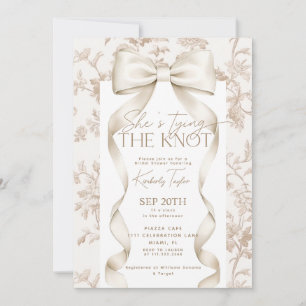 Invitation Bow Beige Toile Elle Attache La Fête des mariées d