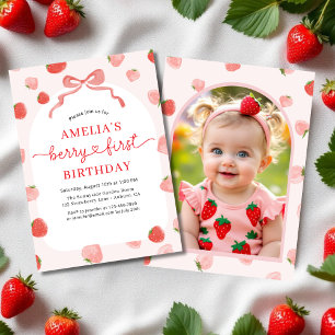 Invitation Bow Berry 1er premier anniversaire Photo Red Girl'