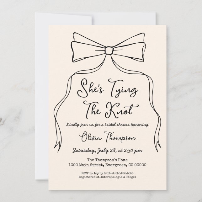 Invitation Bow Black Elle noue la Fête des mariées de noeud (Devant)