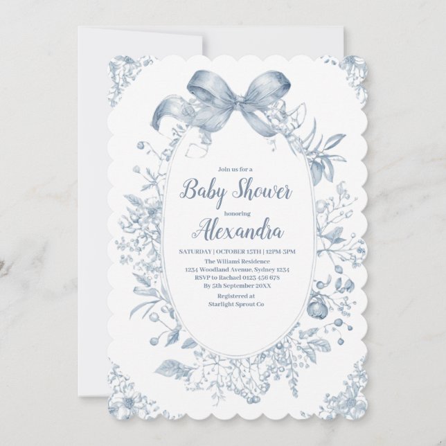 Invitation Bow bleu vintage Dusty (Devant)