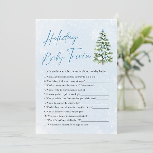 Invitation Bow Christmas Baby Shower Holiday Baby Trivia Game (Debout devant)
