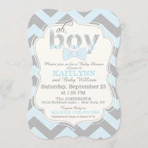 Invitation Bow-cravate et Chevron Print Boy Baby shower Invit