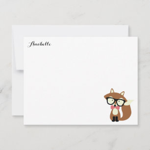 Invitation Bow Cravate et lunettes Hipster Fox Merci Notes