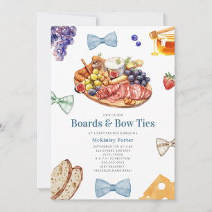 Invitation Bow Cravates Charcuterie Baby shower Blue Boy