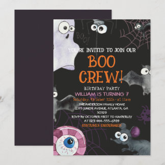 Invitation Bow Crew Fun Kids Halloween fête d'anniversaire
