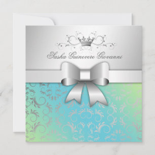 Invitation Bow Divin 311-Argent Turquoise Lime Sweet 16