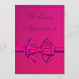 Invitation Bow en satin rose chaud - Mariage
