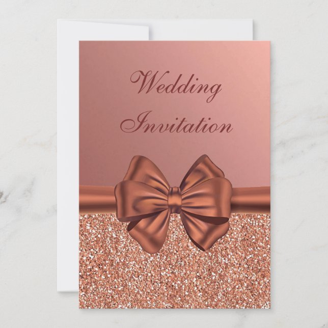Invitation Bow en satin rose - Mariage (Devant)