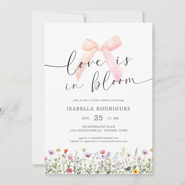 Invitation Bow Floral Love in Bloom Bridal Shower (Devant)
