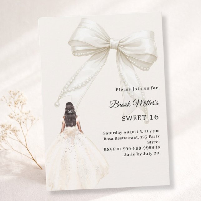 Invitation Bow ivory dress cream luxury Sweet 16 (Créateur téléchargé)