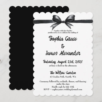 Invitation Bow noir et blanc | Mariage élégant | Monochrome