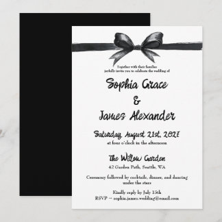 Invitation Bow noir et blanc | Mariage élégant | Monochrome