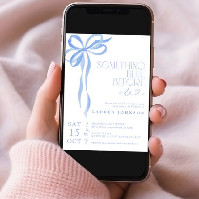 Invitation Bow Quelque Chose De Bleu Avant De Faire Fête des  (Créateur téléchargé)