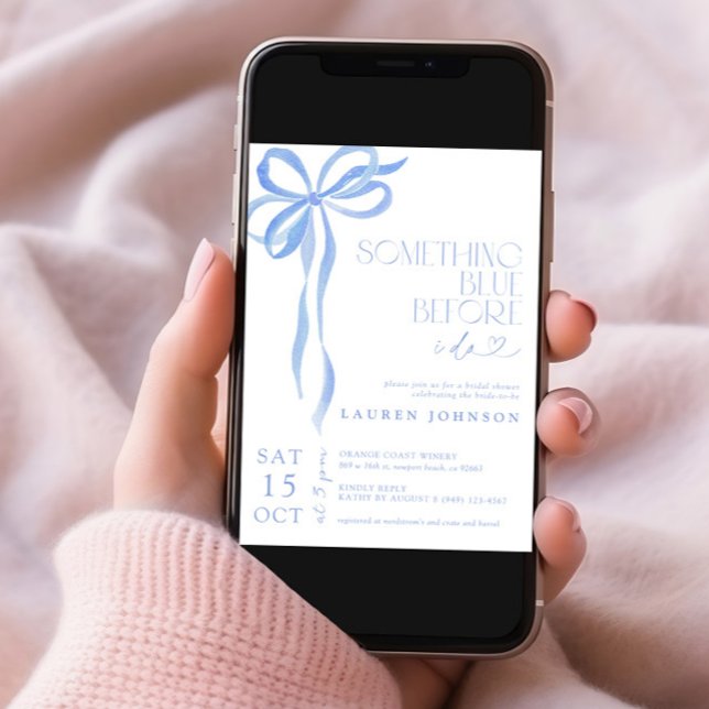 Invitation Bow Quelque Chose De Bleu Avant De Faire Fête des  (Créateur téléchargé)