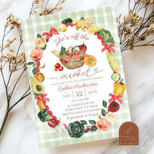 Invitation Bow Red En vichy Illustration Farmers Market Brida