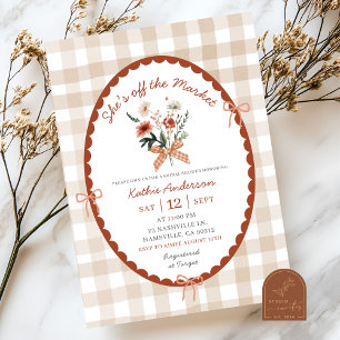 Invitation Bow Red En vichy Illustration Farmers Market Brida
