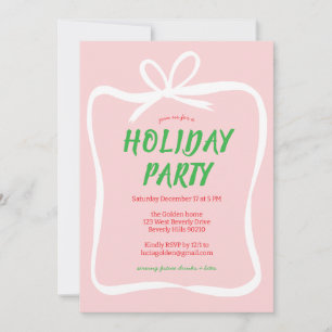 Invitation Bow Ribbon Frame Fête de Noël Fête PERSONNALISÉE
