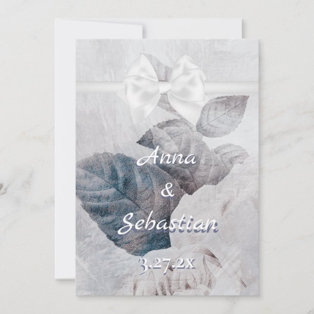 Invitation *~ Bow Romance AR26 Flower QR RSVP Mariage (Devant)