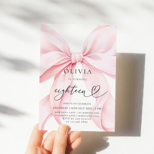 Invitation Bow rose 18e fête d'anniversaire (Créateur téléchargé)