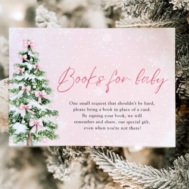 Invitation Bow rose Christmas Tree Books for Baby Baby shower (Pink Bow Christmas Tree Books for Baby Baby Shower Game)