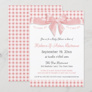 Invitation Bow rose et Baby shower En vichy