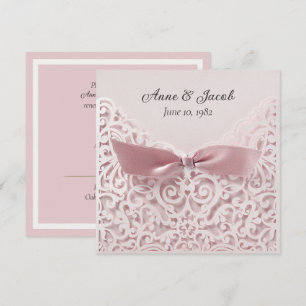 Invitation Bow rose Noir Sur Dentelle Renouvellement Vow