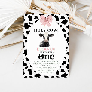 Invitation Bow rose Vache noire Imprimer Vache sainte 1er ann