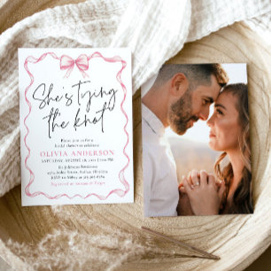 Invitation Bow rose vif Elle noue la Fête des mariées de noeu