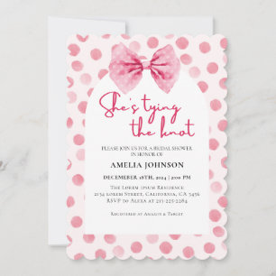 Invitation Bow rose vif Elle noue la Fête des mariées de noeu