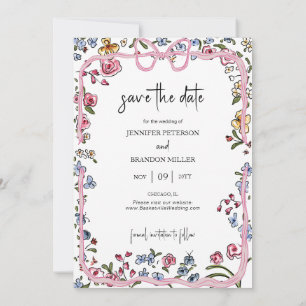 Invitation Bow Whimsical Enregistrer la photo Date