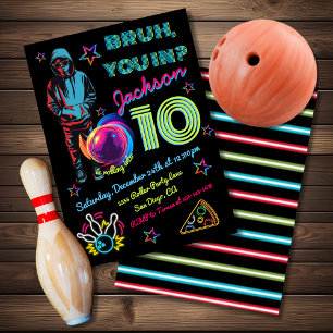 Invitation Bowling Bruh Neon Bowling Anniversaire