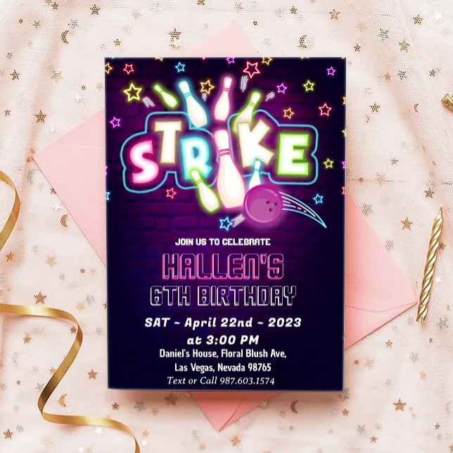 Invitation Bowling fête d'anniversaire (Créateur téléchargé)