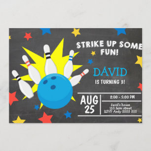 Invitation Bowling Party Chalkboard Grève Amusante Anniversai