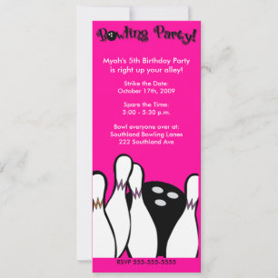 INVITATION BOWLING PARTY COSMIC TOUT ÂGE ANNIVERSAIRE 4X9