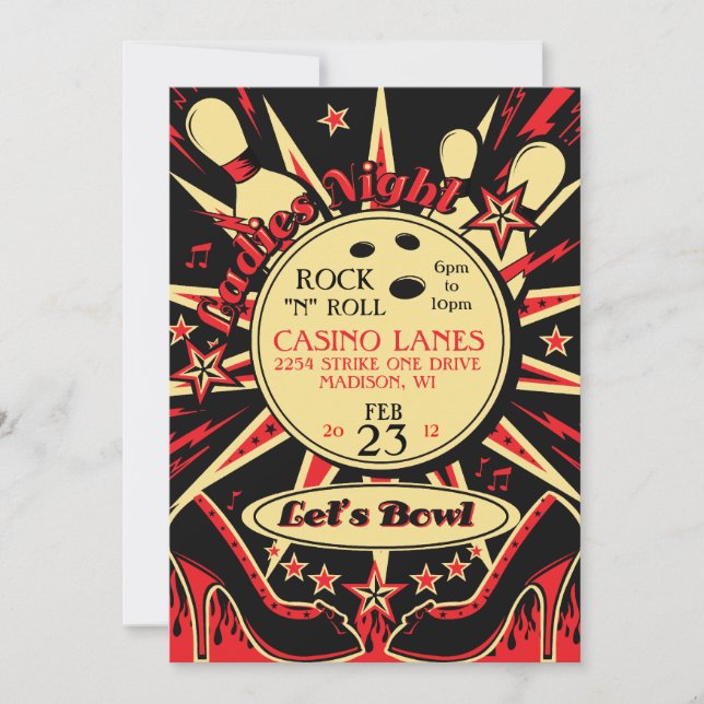 Invitation Bowling Party des Dames Rockabilly (Devant)