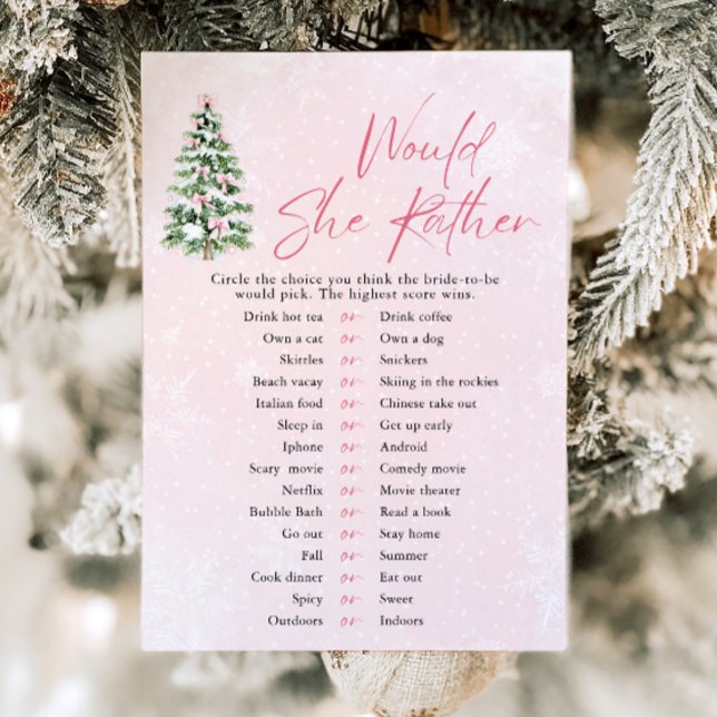 Invitation Bows Christmas Voudrait Elle Plutôt Baby shower Je (Pink Bows Christmas Would She Rather Baby Shower Game)