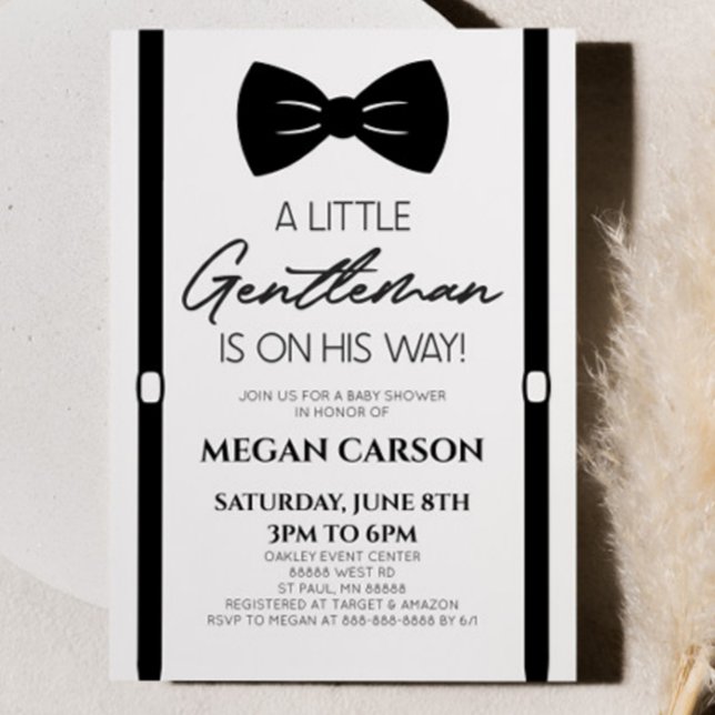 Invitation Bowtie Minimaliste Un Petit Baby shower Gentleman (Créateur téléchargé)