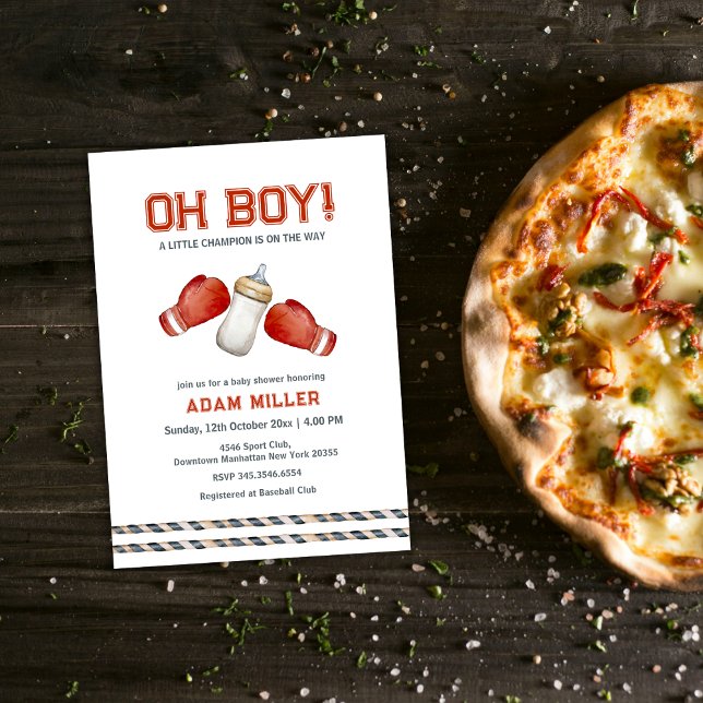 Invitation Boxing Sport Little Champion Baby Shower  (Boxing Sport Little Champion Baby Shower Invitation
)