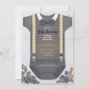 Invitation Boy baby shower autum chute bleu burlap bodysuit