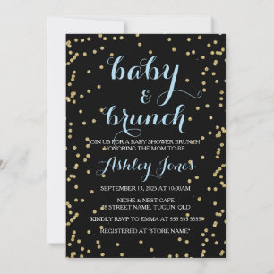Invitation Boy Baby shower & Brunch Gold Parties scintillant 