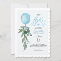 Boy Blue Balloon Baby shower de verdure