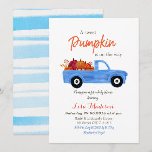 Invitation Boy Blue Citrouille est en route pour le baby show