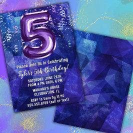 Invitation Boy Blue Purple 5e anniversaire