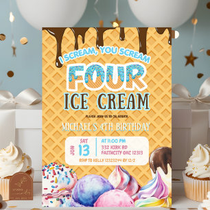 Invitation Boy Chocolate Drift Waffle Glace Cream 4e annivers