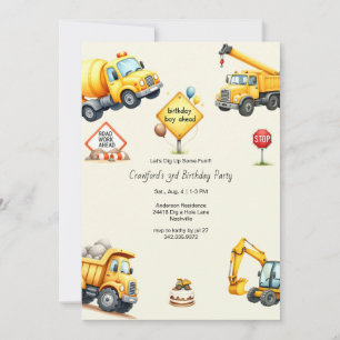 Invitation Boy Construction fête d'anniversaire