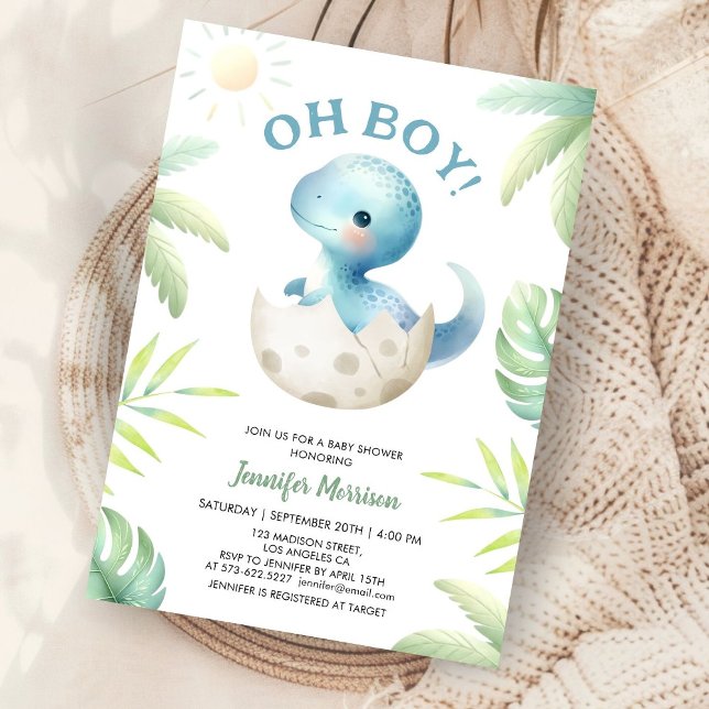 Invitation Boy Cute Dinosaur Boy Baby shower (Créateur téléchargé)