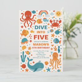 Invitation Boy Dive into Five 5th Birthday Party