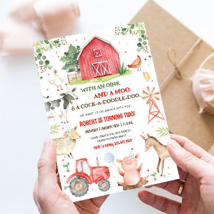 Invitation Boy Farm Animals Boy Barnyard Fête d'anniversaire